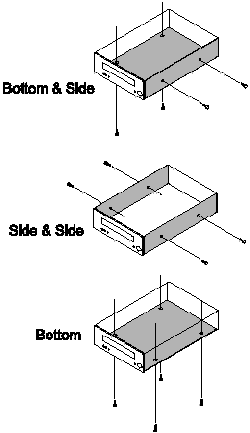 Ecrix VXA-1 - Internal Drive Screw Mounting Positions.